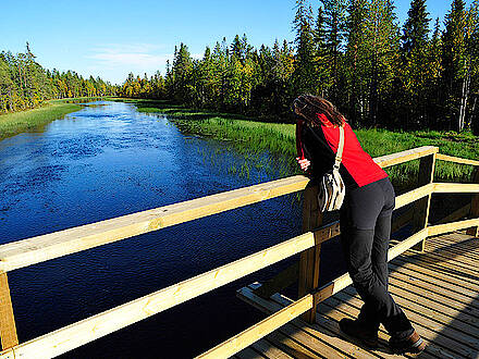 Brücke über einen Fluss in Lappland in Finnland