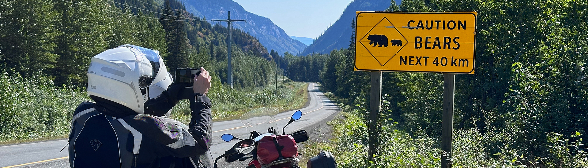Beim Motorradfahren in Kanada muss mit Bären auf der Straße gerechnet werden