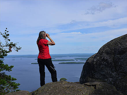 Aussicht über den See Pielinen beim Koli Nationalpark in Finnland auf einer Motorradreisen mit Feelgood Reisen