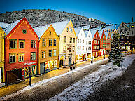 Das historische Viertel Bryggen in Bergen, Norwegen