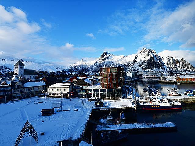 Svolvær auf den Lofoten im Winter 