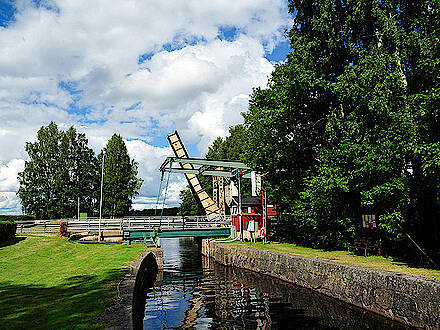 Klappbrücke am Dalsland- Kanal in Schweden