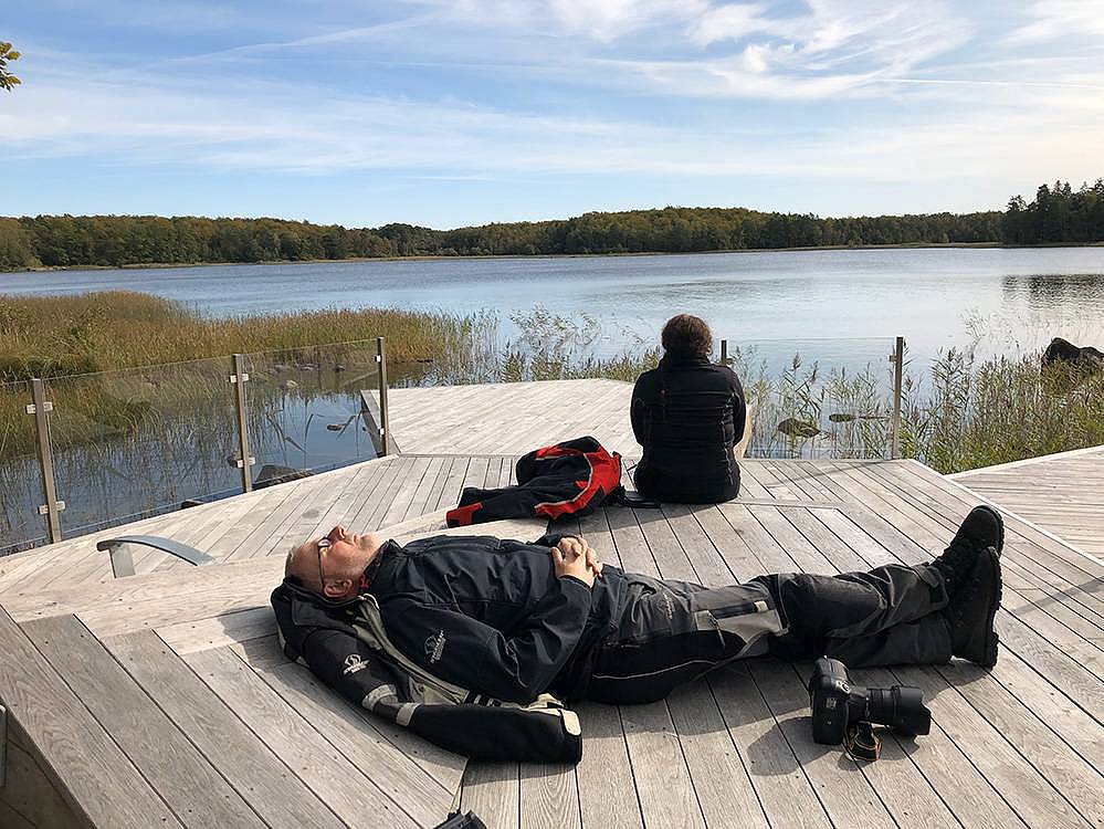 Pausen von der Motorradreise in Schweden bei Asnen