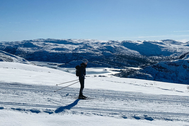 Ausblick über das Fjell beim Langlauf in Hovden