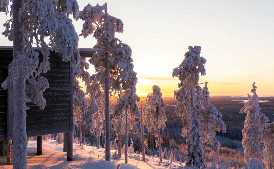 Aussicht über Finnland bei Melalahti