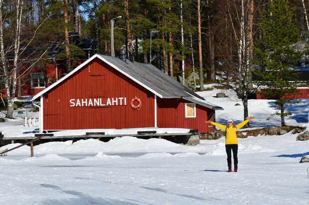 Sonne, Eis und Schnee am Saimaa-See