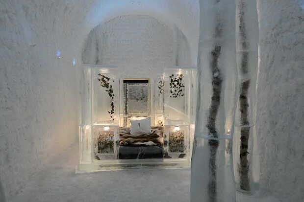Eine Suite im Eishotel